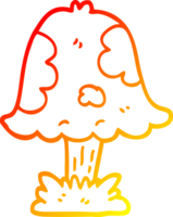 warm gradient line drawing of a cartoon mushroom png