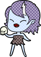 cartoon laughing vampire girl with skull png