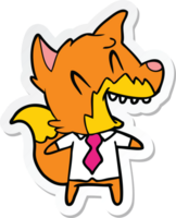 sticker of a laughing fox in shirt and tie png