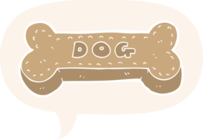 tekenfilm hond biscuit met toespraak bubbel in retro stijl png