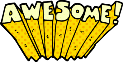 cartoon doodle awesome word png