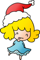 hand drawn christmas gradient cartoon of kawaii girl png