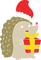 Cartoon-Igel im flachen Farbstil mit Weihnachtsmütze png