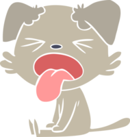 chien assis de dessin animé de style plat couleur png