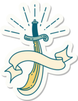 sticker of a tattoo style scimitar sword png