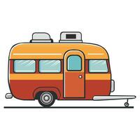 Caravan, camper trailer for summer traveling RV, recreational vehicle, van, motorhome. Flat illustration isolated on white background vector