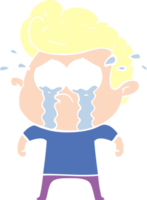 flat color style cartoon crying man png