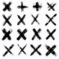 A set of black crosses on a white background. Concept to close and refuse. vector