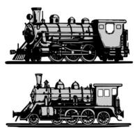 Clásico vapor locomotora locomotora. viaje y turismo concepto. vector