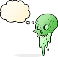 gross halloween skull cartoon with thought bubble png