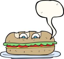 Hand gezeichnet Rede Blase Karikatur sub Sandwich png