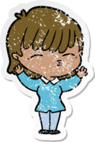 distressed sticker of a cartoon woman png