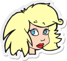 pegatina de un rostro femenino de dibujos animados png