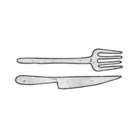 hand textured cartoon knife and fork png