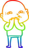 rainbow gradient line drawing of a cartoon nervous man png