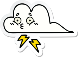 sticker of a cute cartoon thunder cloud png