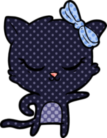 lindo gato de dibujos animados con arco png