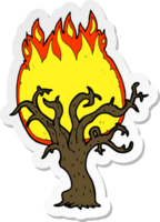 sticker of a cartoon winter tree on fire png
