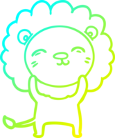 cold gradient line drawing of a cartoon lion png