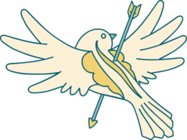 iconic tattoo style image of a dove pierced with arrow png