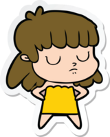 sticker of a cartoon indifferent woman png