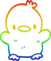 rainbow gradient line drawing of a cartoon baby duck png