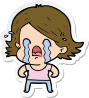 klistermärke av en tecknad kvinna som gråter png