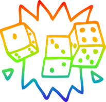 rainbow gradient line drawing of a cartoon rolling dice png