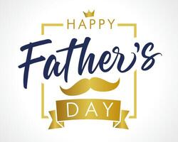 Happy Father's Day cute poster. Square card with golden element vector