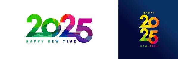 2025 Happy New Year colored logo design. Stained glass concept vector