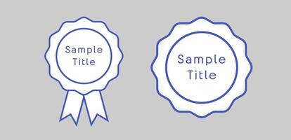 Set of rosette icons. Diploma seal design. Document element. Sample badge. Stroke scketch graphic. Certificate logo concept. Awards symbol template. Isolated symbol. Sports medal blank. Waving frame vector