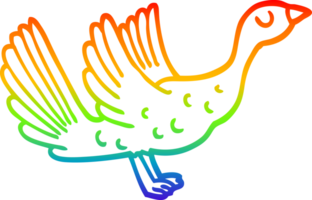 rainbow gradient line drawing of a cartoon goose png