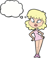 cartoon woman with hands on hips with thought bubble png