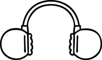 ligne dessin dessin animé de une rétro casque de musique png