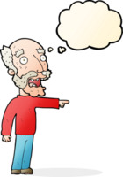 cartoon scared old man pointing with thought bubble png