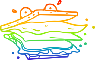 arcobaleno pendenza linea disegno di un' Sandwich cartone animato personaggio png