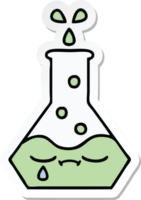 sticker of a cute cartoon science beaker png