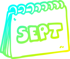 cold gradient line drawing of a cartoon calendar showing month of september png