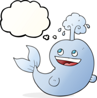 hand drawn thought bubble cartoon whale spouting water png