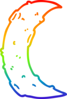 rainbow gradient line drawing of a cartoon moon png