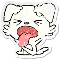 distressed sticker of a cartoon dog throwing tantrum png