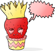 spaventoso cranio Cupcake cartone animato con discorso bolla png