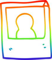 rainbow gradient line drawing of a cartoon instant photograph png