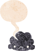 tecknad serie moln med Tal bubbla i grunge bedrövad retro texturerad stil png