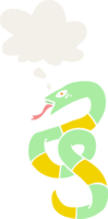 dibujos animados serpiente con pensamiento burbuja en retro estilo png