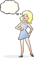 cartoon proud woman with thought bubble png