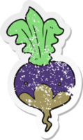 retro distressed sticker of a cartoon beet png