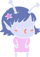 happy alien girl flat color style cartoon png