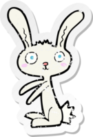 retro distressed sticker of a cartoon rabbit png