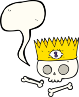 hand drawn speech bubble cartoon magic crown on old skull png